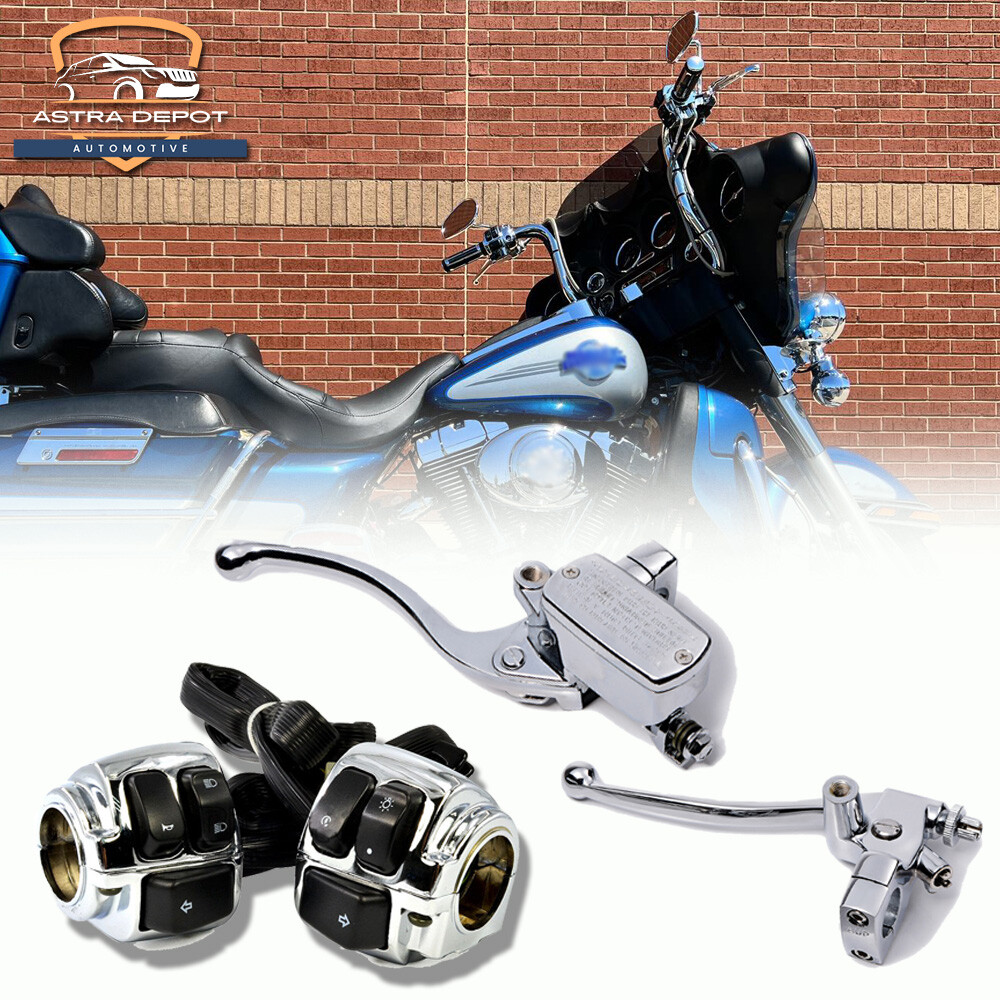 Chrome 1" Switch Control Housing + Master Cylinder Brake Clutch Lever For Harley