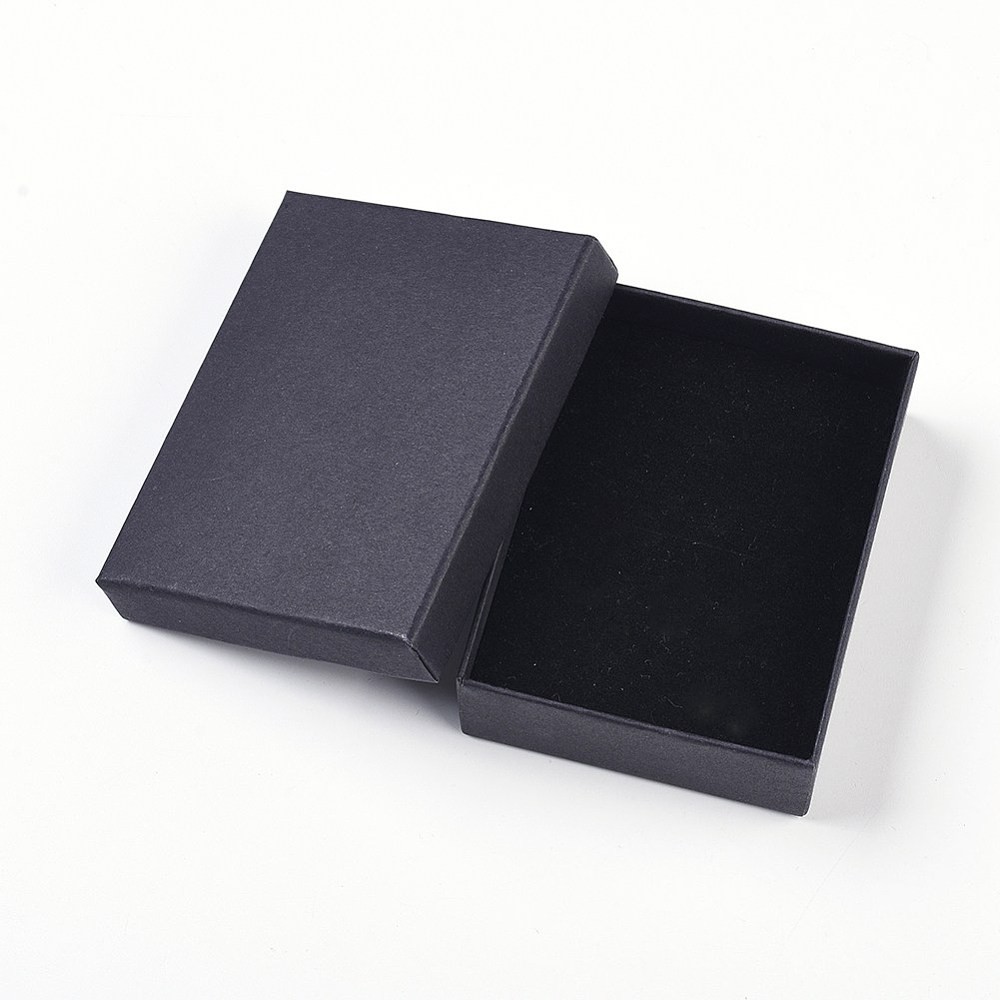 24pcs Black Cardboard Jewelry Set Boxes Sponge Inside Rectangle Necklace Display