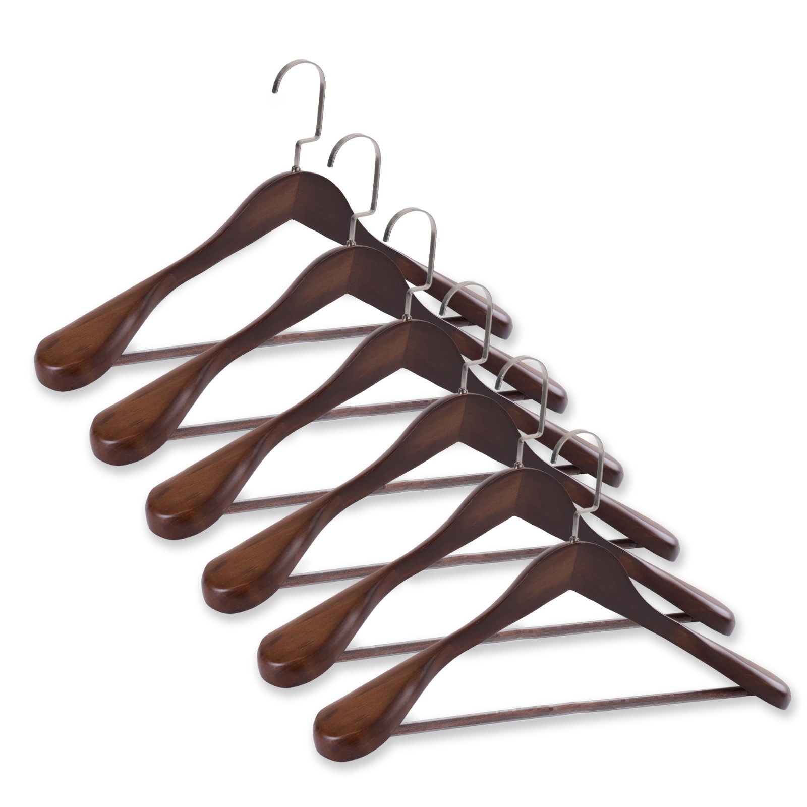 24-60x Solid Wood Outerwear Hangers 2.4" Wide Shoulder Clothes Hanger Suit Pants