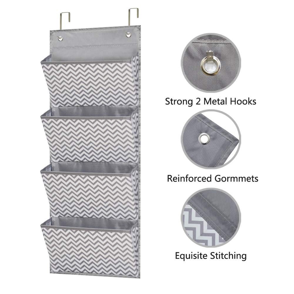 Eamay Wall Mount/Over Door File Hanging Storage 4 Pocket - Wave Pattern