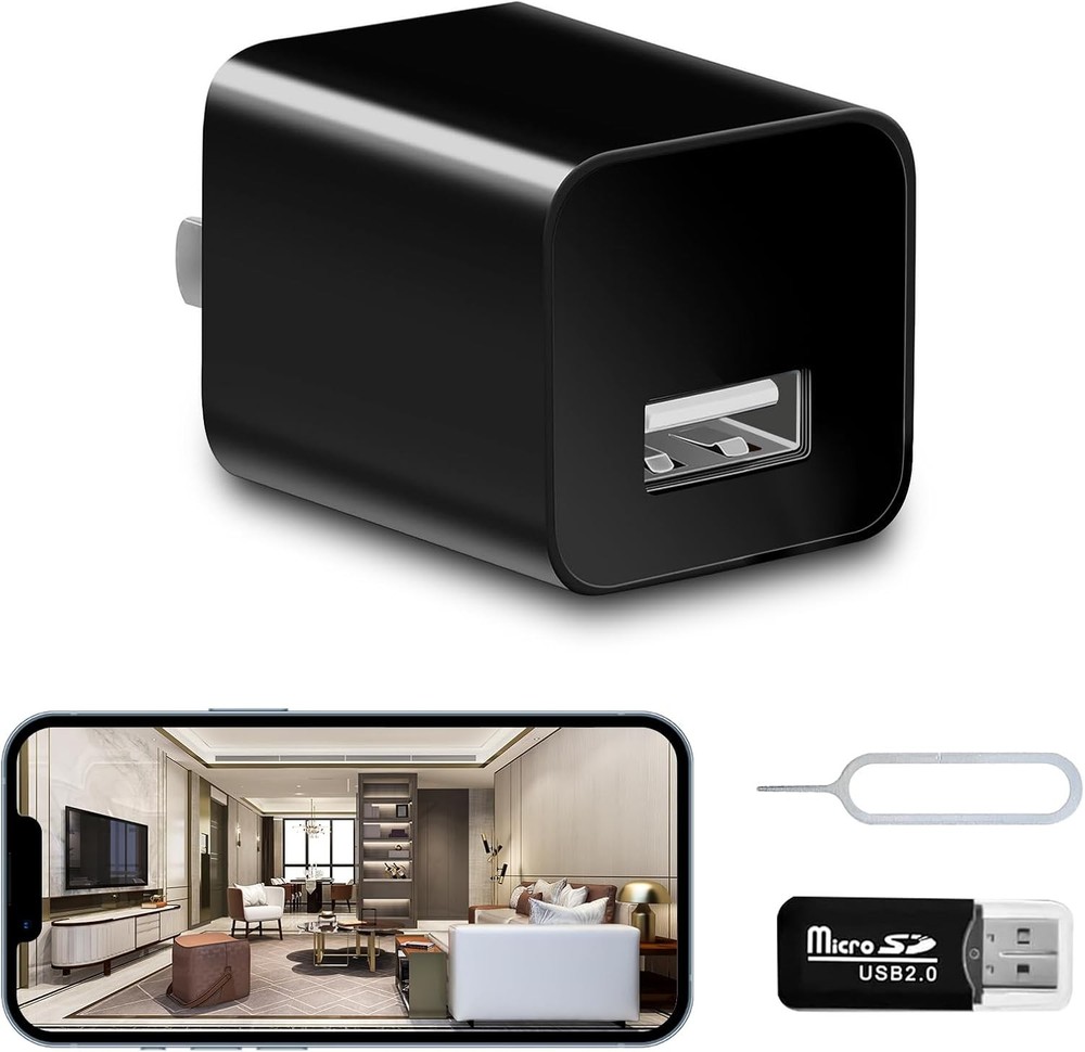 Mini 1080P Camera Charger - Wireless Camera - Wifi Tiny USB Charger Camera, 140-