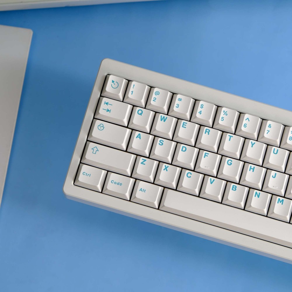 Blue On White Doubleshot ABS Cherry Profile Keycap Set