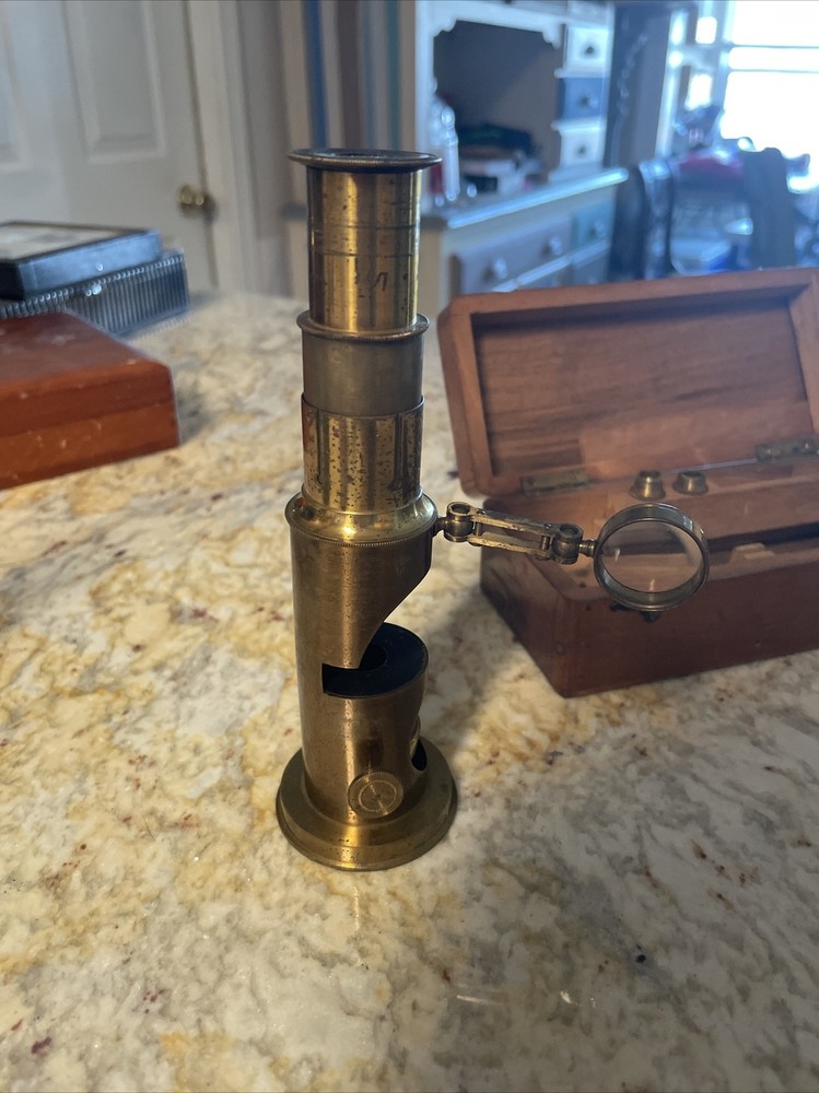 Antique Brass Field Pocket Microscope