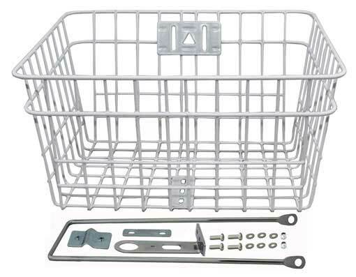 NEW! ABSOLUTE 14" RISE STEEL WIRE FRONT BASKET W/BRACES 333D IN WHITE.