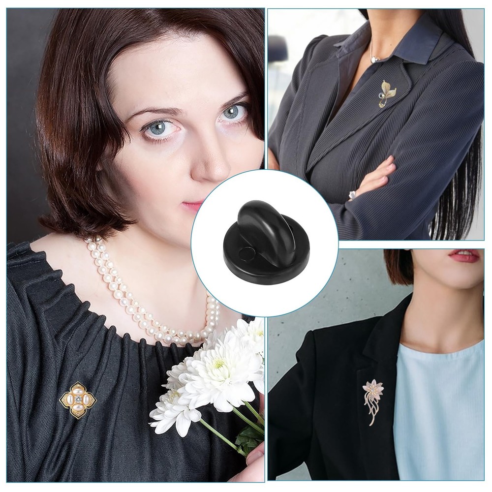 100 PCS Rubber Pin Backs, Lapel Backs PVC Black