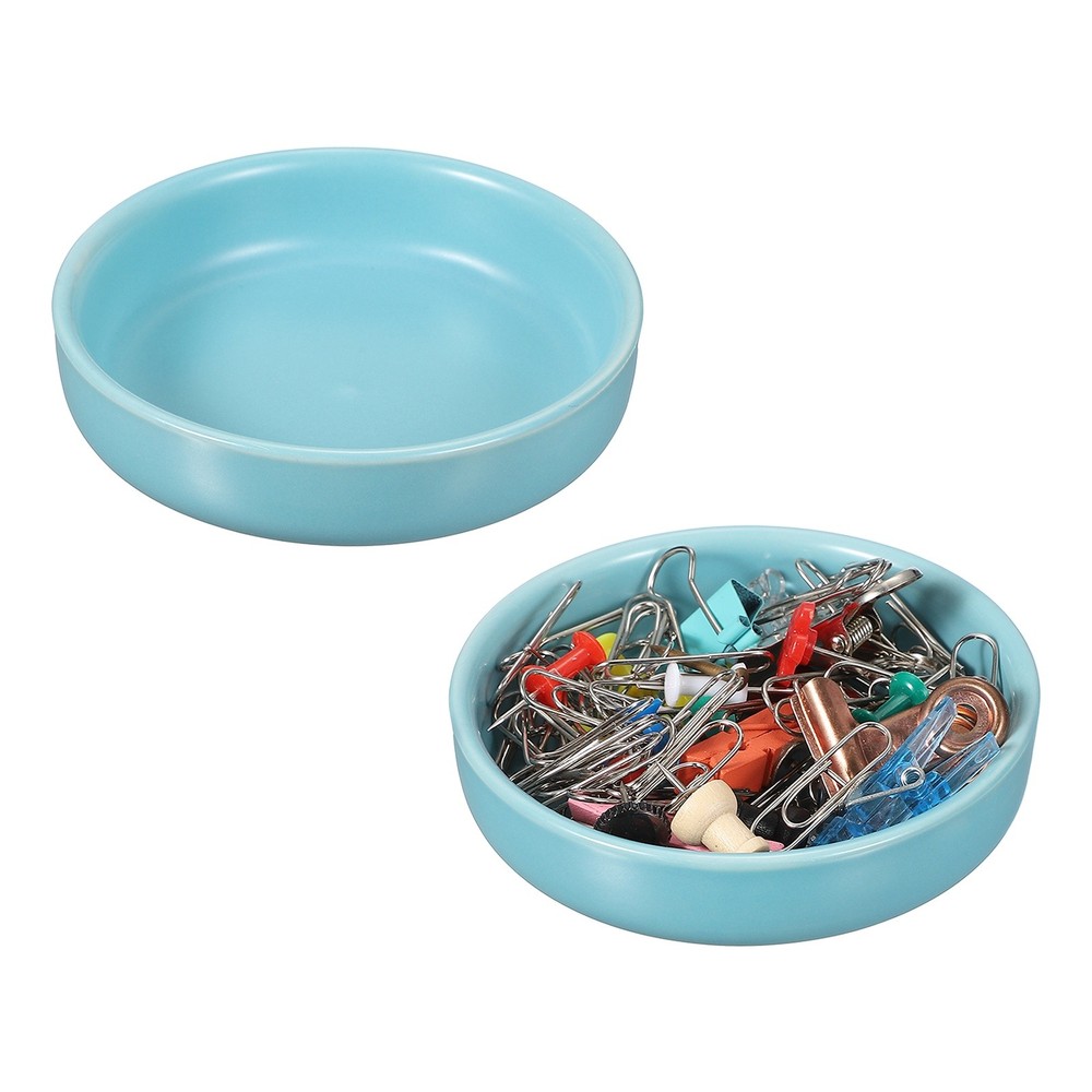 2 Pcs Round Paper Clip Holders, Light Blue