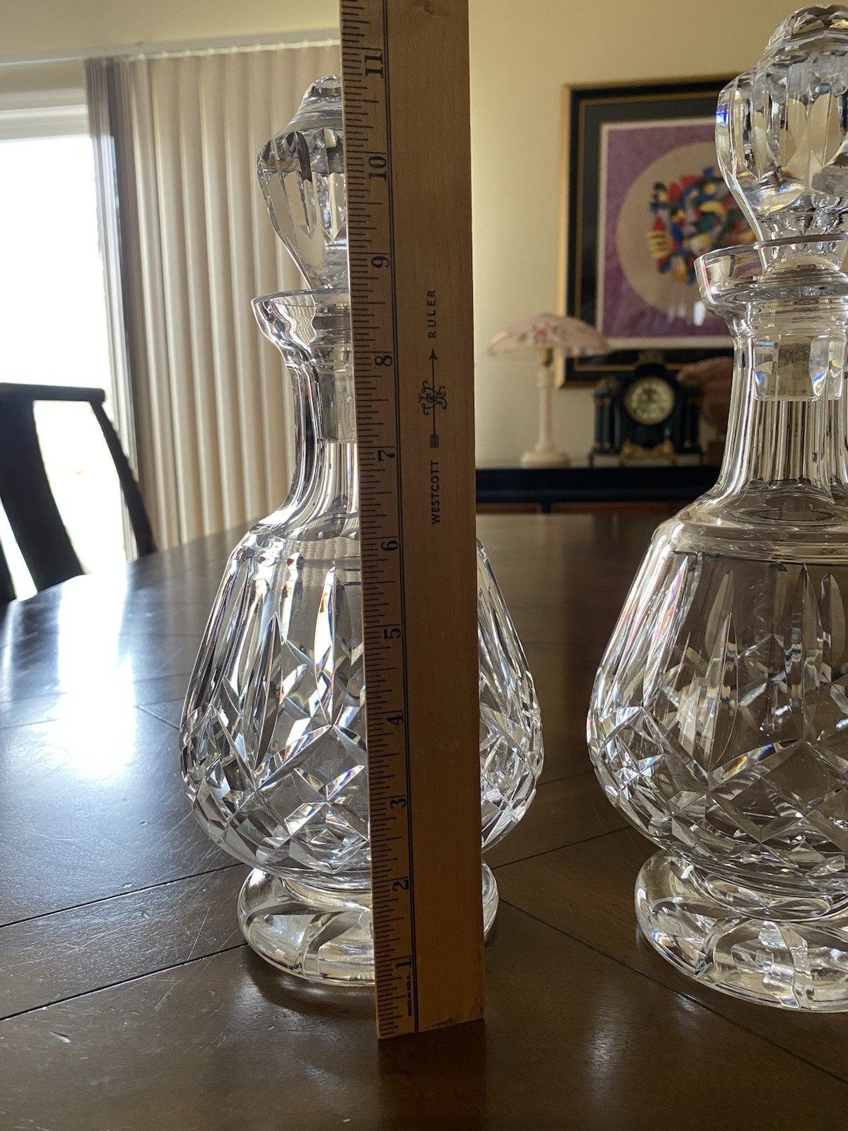 Set Of 2 Waterford Lismore 12" Crystal Liquor Brandy Decanters W/Stoppers Signed