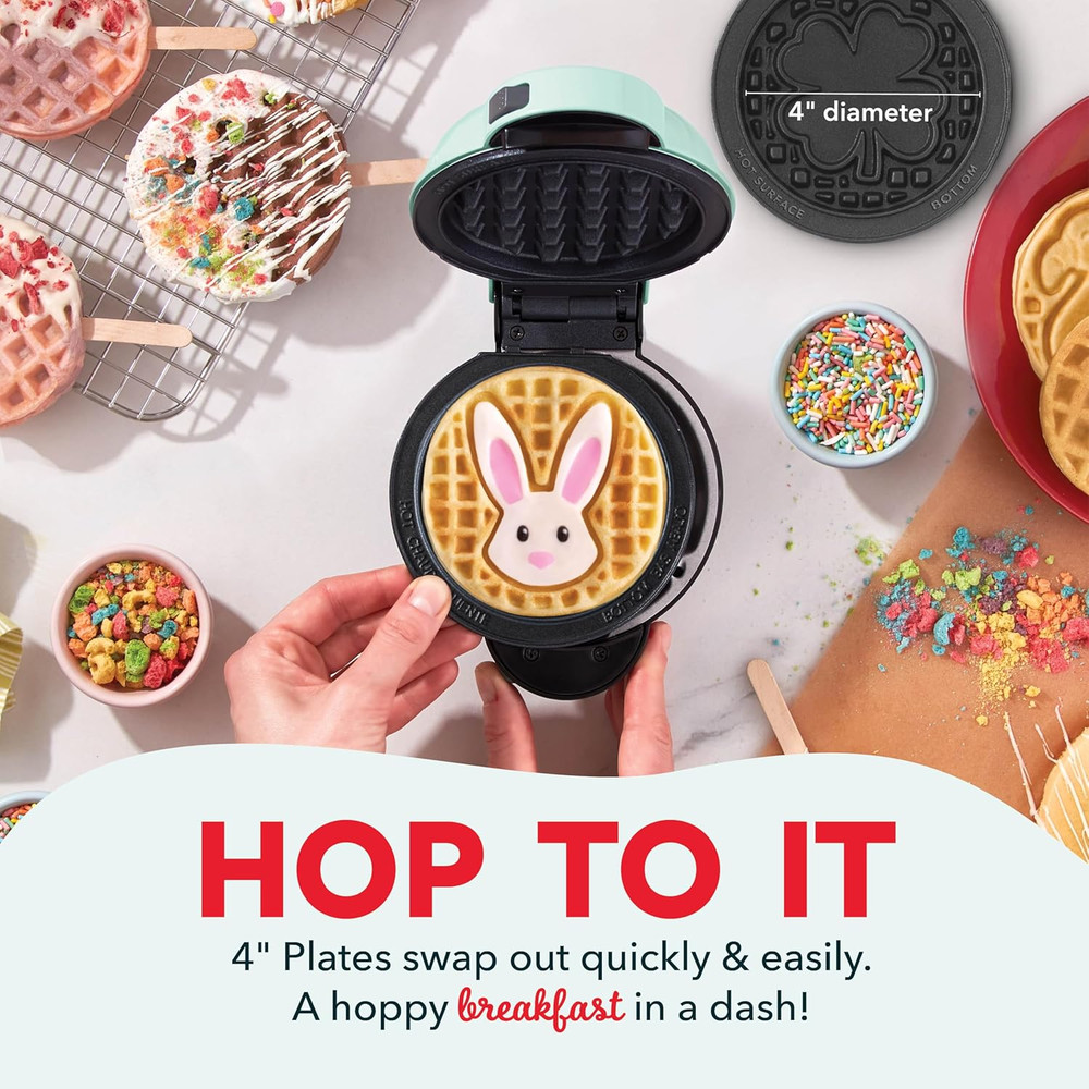 Multimaker Mini System Two 4” Nonstick Removable Waffle Plates (Bunny & Shamrock