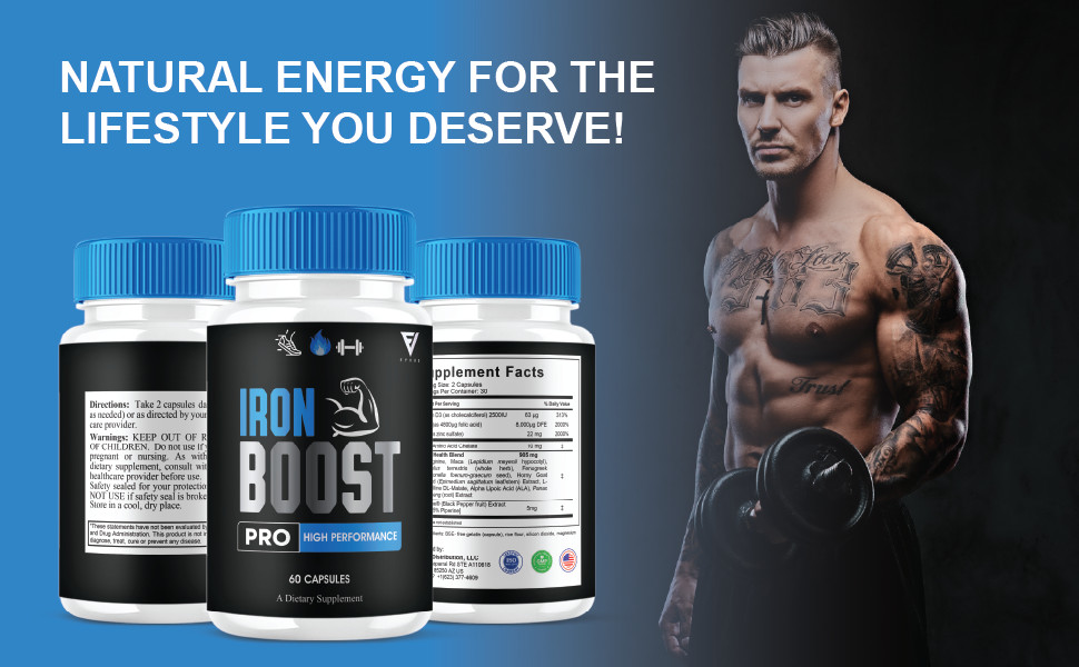 (5 Pack) Iron Boost Pro High Performance Supplement, IronBoost (300 Capsules)