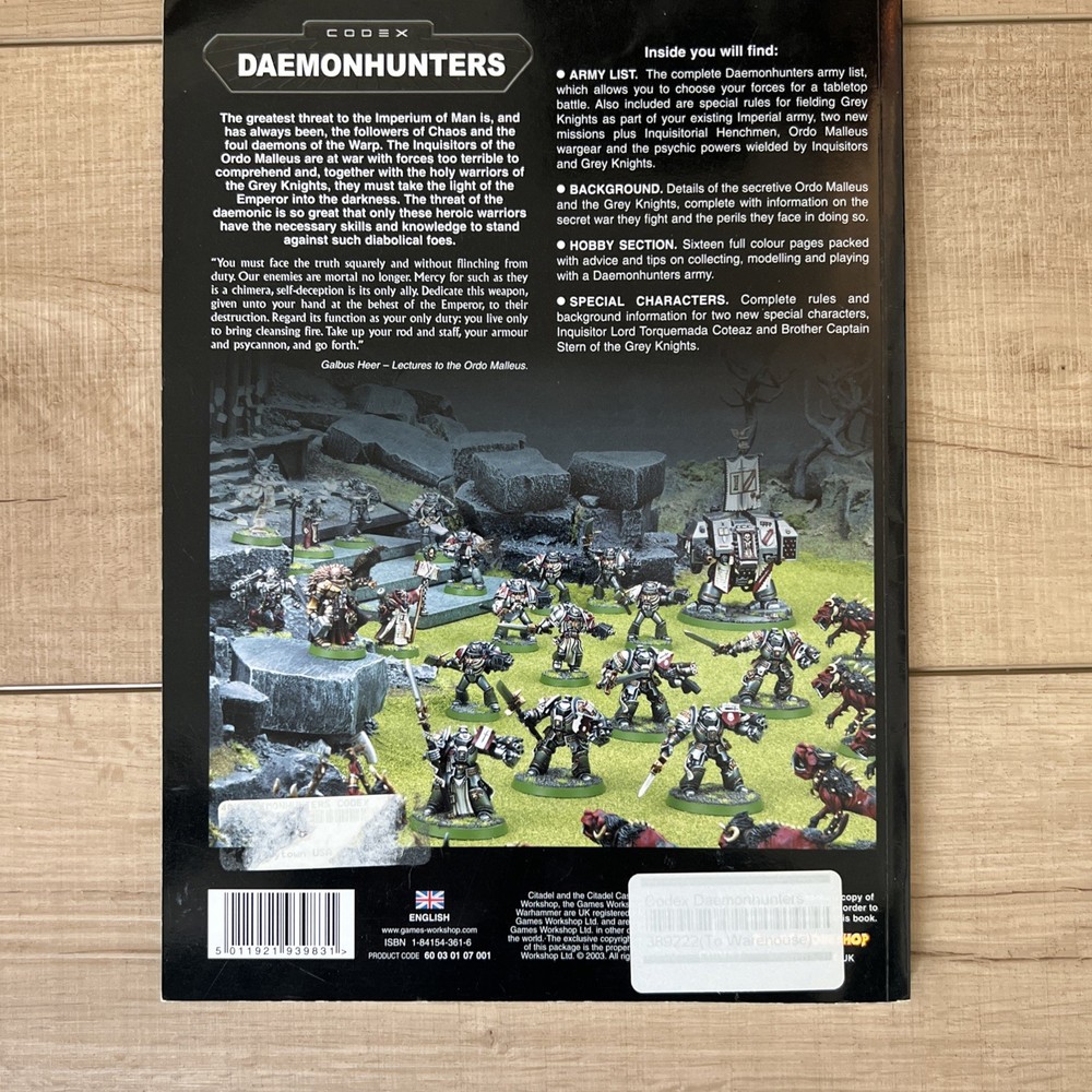 Games Workshop Warhammer 40k Daemonhunters Codex Rulebook 3rd Edition