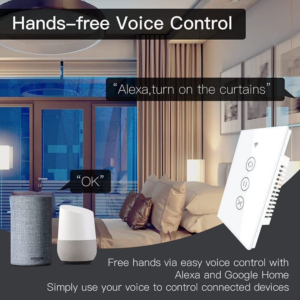MOES WiFi RF Smart Curtain Switch Roller Blinds Shutter Timer Alexa Google APP
