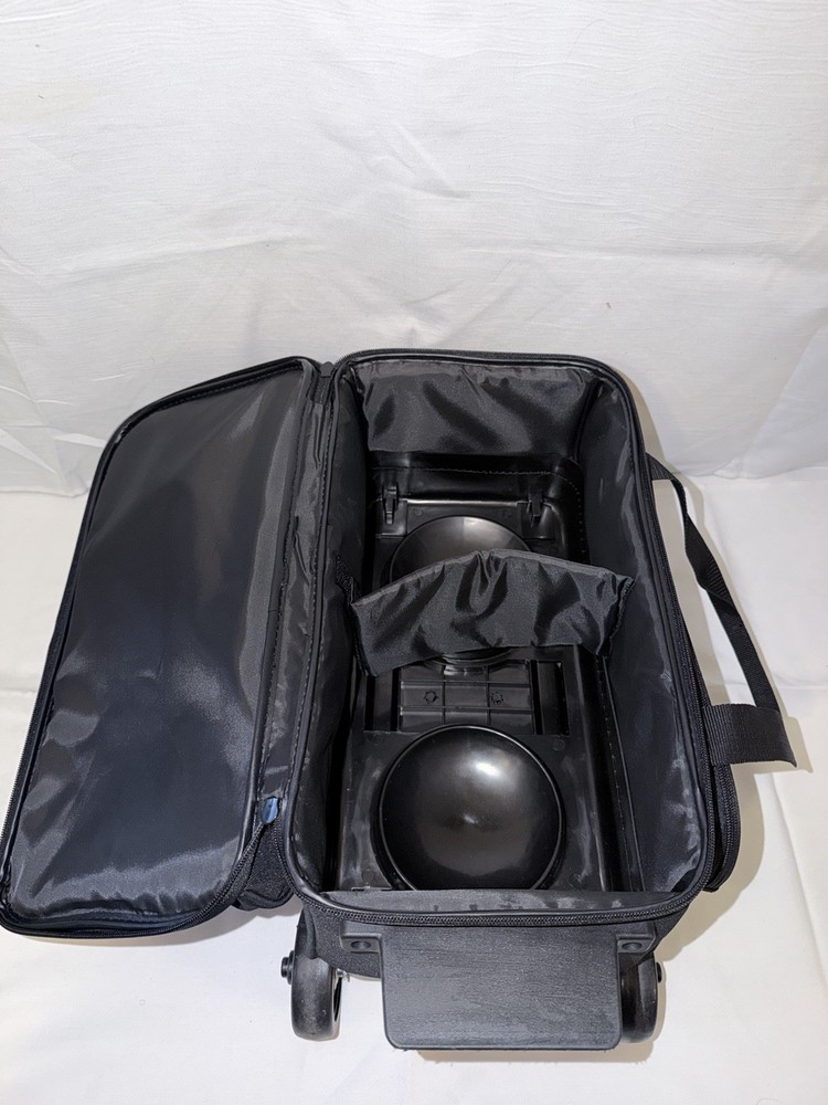 KR Strikeforce X 2-Ball Roller Bowling Bag Black Wheels Divider 3 Pockets