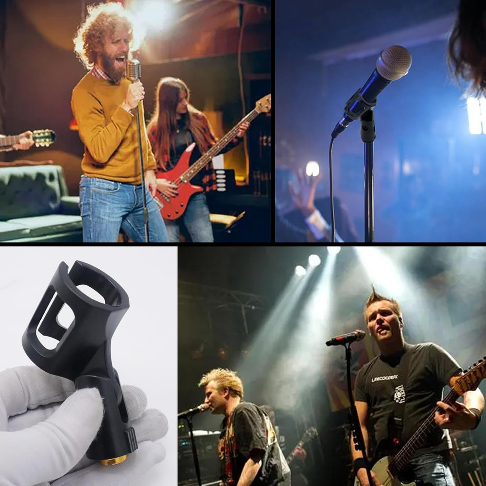 4Pcs Adjustable Rubber Microphone Holder Clips, Flexible Handheld Mic Stand A...