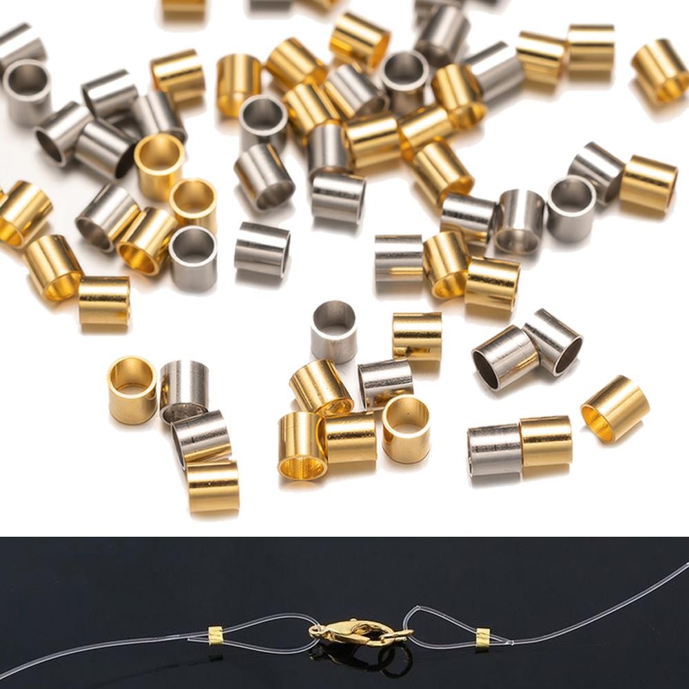 100pcs Stainless Steel Crimp Tube Beads Spacer End Stopper Cap for Diy Earring N