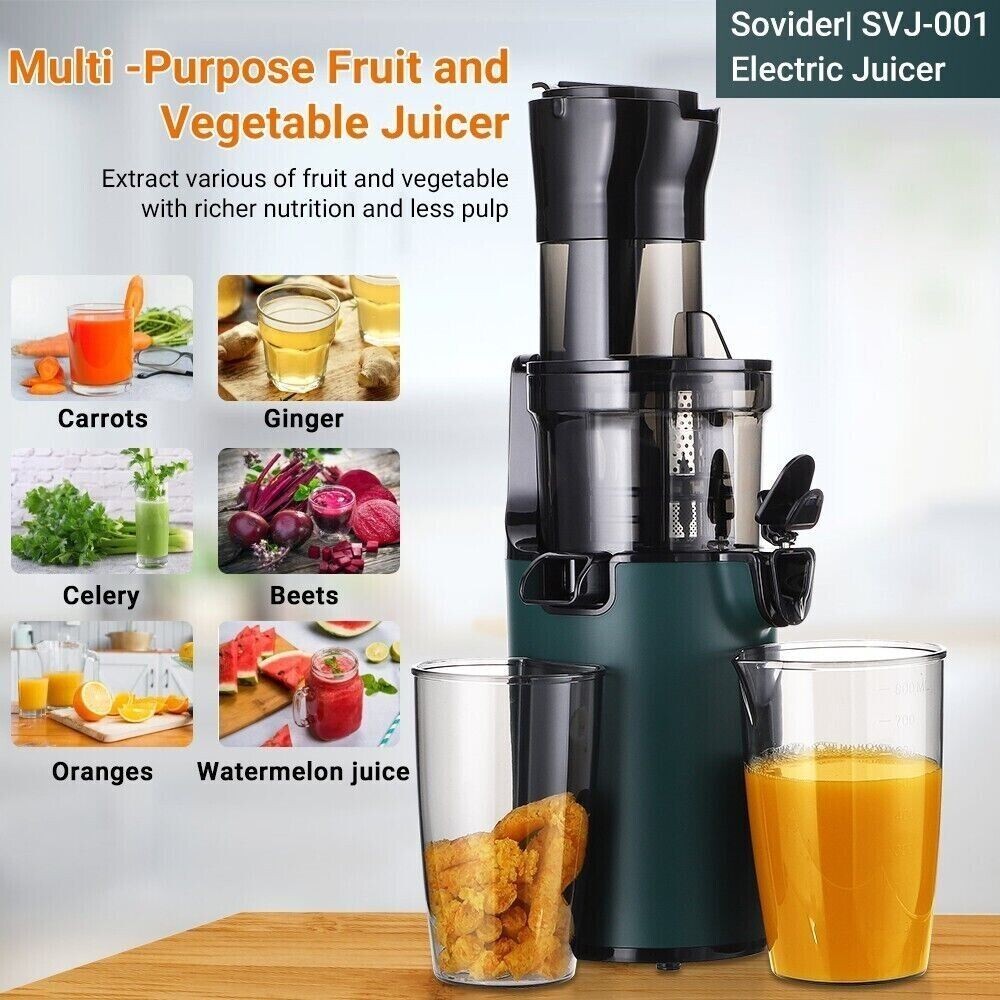 SOVIDER Cold Press Juicer 200W Slow Masticating Juice Machine Feeding Chute US