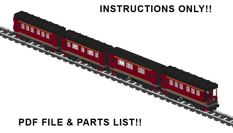 Custom Brick Building 7 Train Model Instructions - Station, engine, signal tower