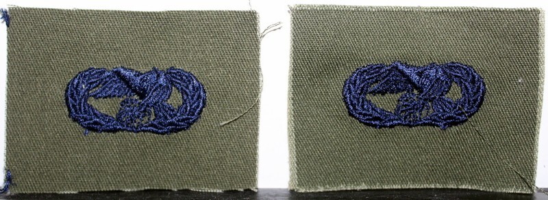 US Air Force Basic Transportation Badge Insignia OD Green Fatigue Patch Pair