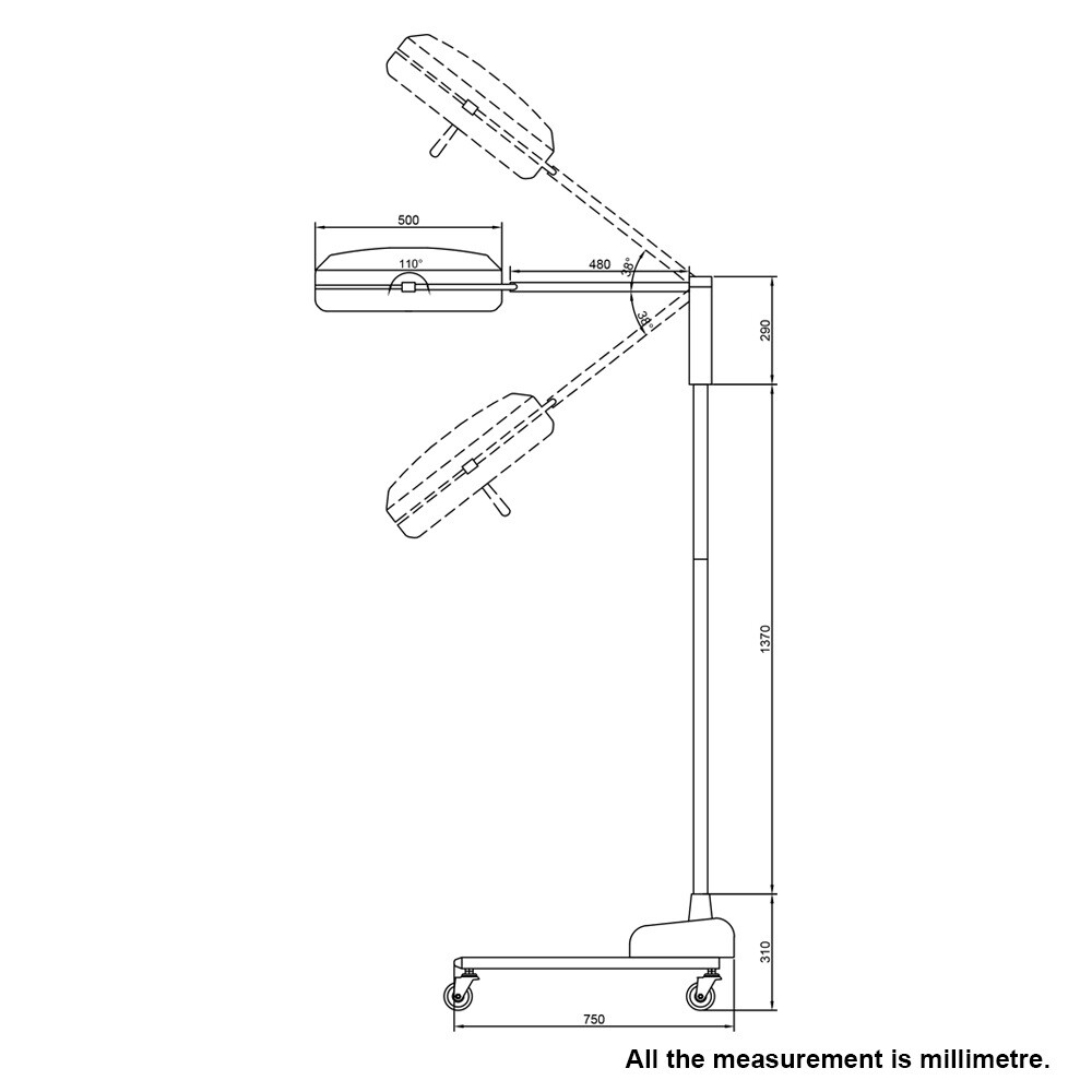 Surgical LED Operating Light Floor Standing Shadowless Dental Examination Light