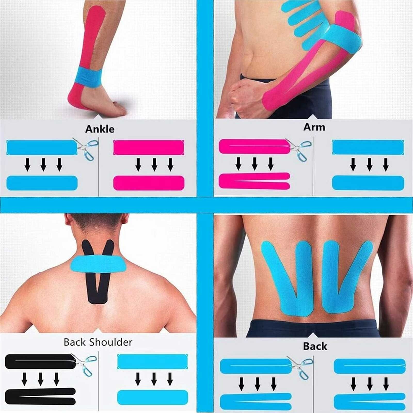 5 Roll Kinesiology Tape Athletic Muscle Support Sport Elastic Physio Therapeutic