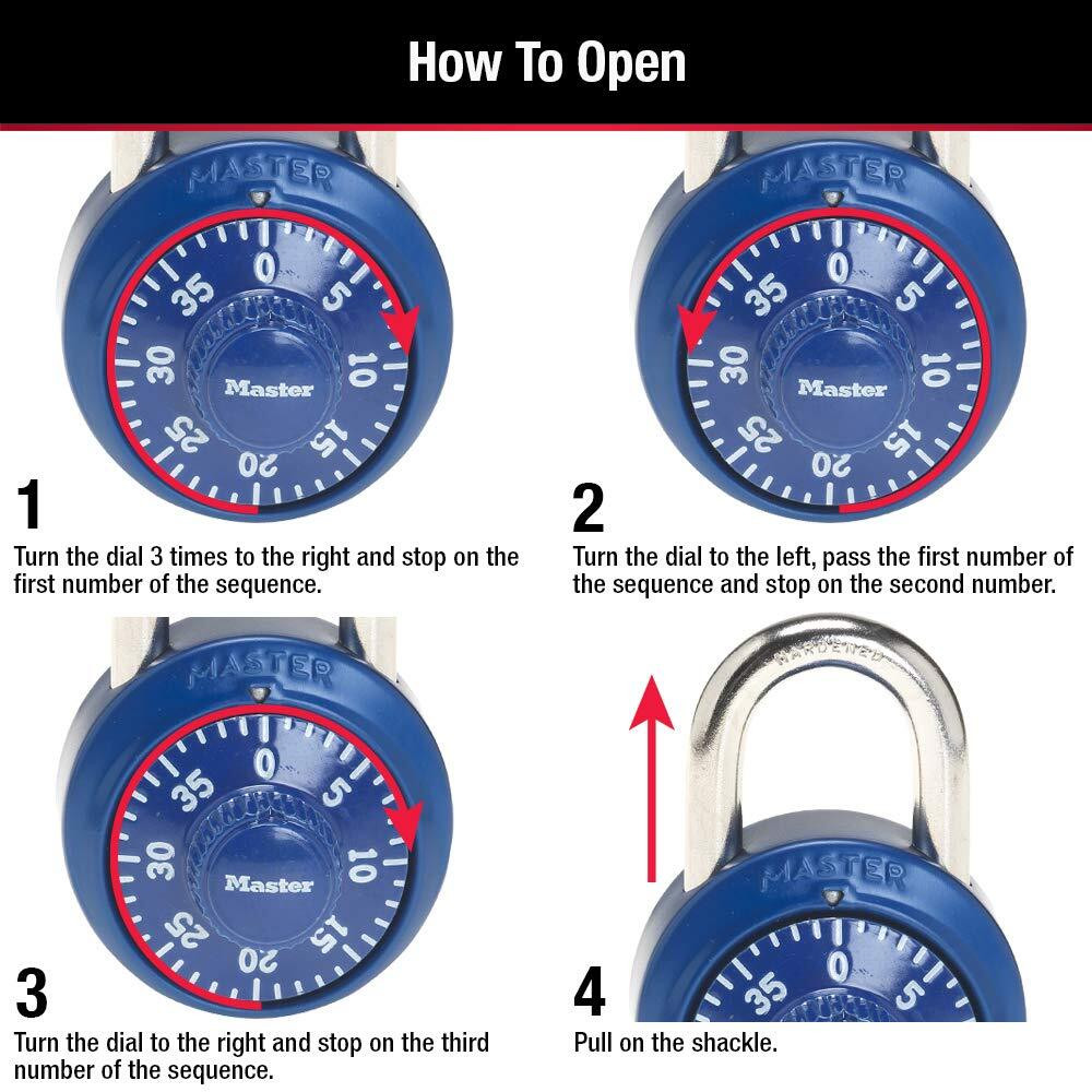 Master Lock 1530DCM Combination Padlock – Locker Lock, 1 Pack, Assorted Colors