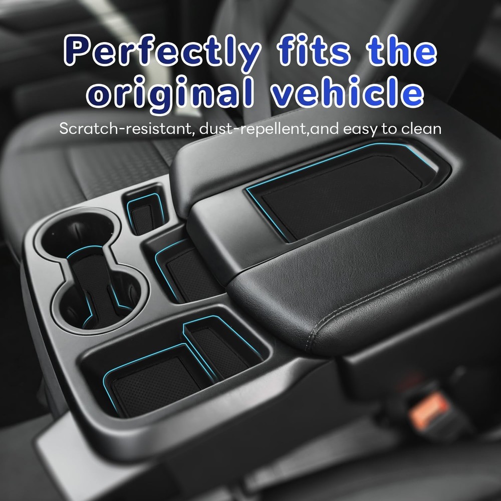 Silicone Cup Holder Inserts for Chevy Silverado 1500 & GMC Sierra 1500 Split-...