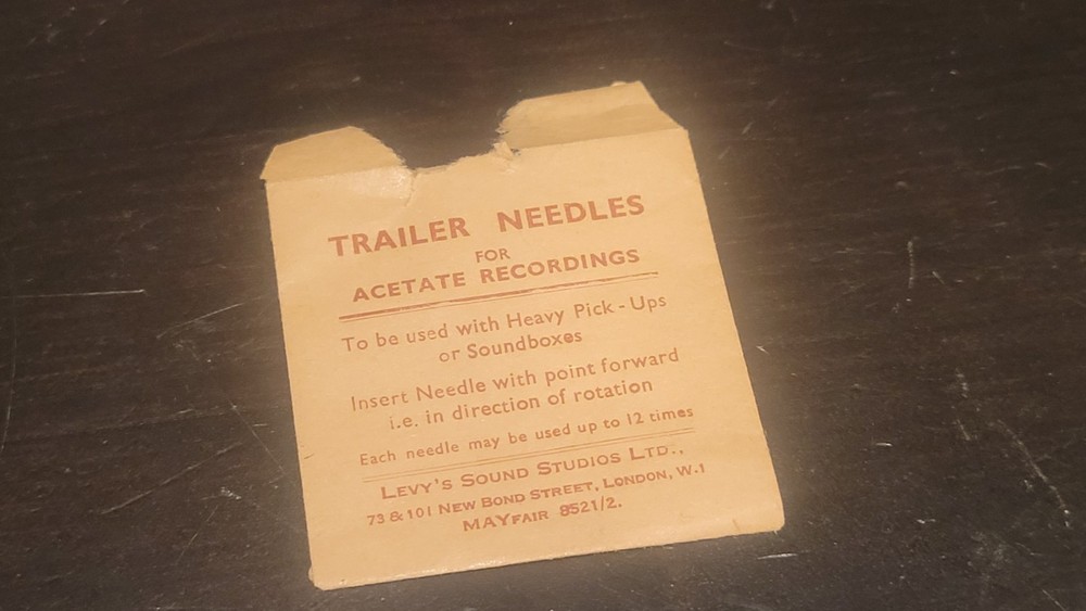 Gramophone phonograph needle packet Empty Trailer Needles Levy's Bond St Mayfair