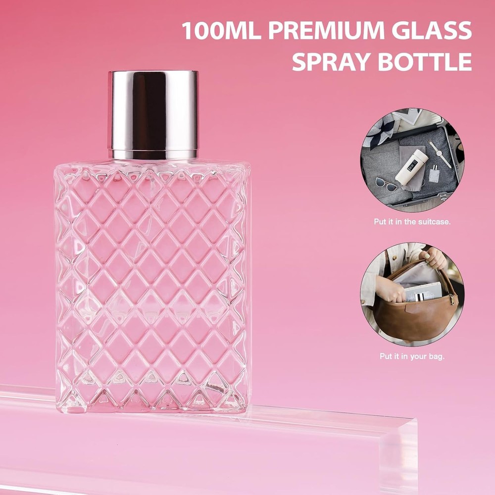 100ml/3.4oz Refillable Glass Perfume Bottles Atomizer Spray Pump Empty Cologne