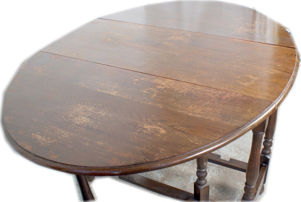 Solid British Tiger Oak Shabby Antique Drop Leaf Gate Leg Table England