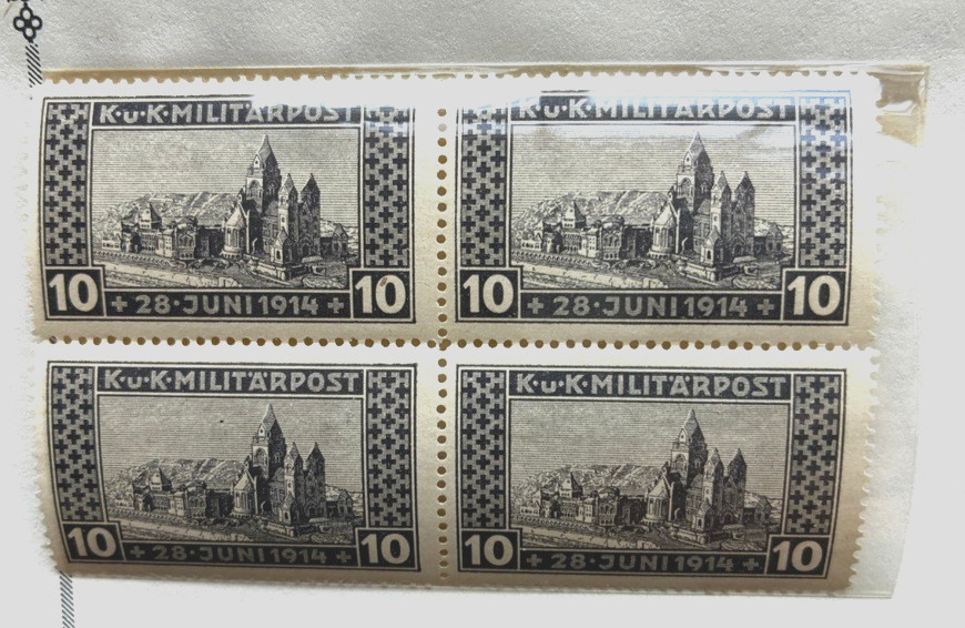 LOT OF 6 MINT & USED BLOCKS BOSNIA HERZEGOVINA 1917 ARCHDUKE FERDINAND MEMORIAL