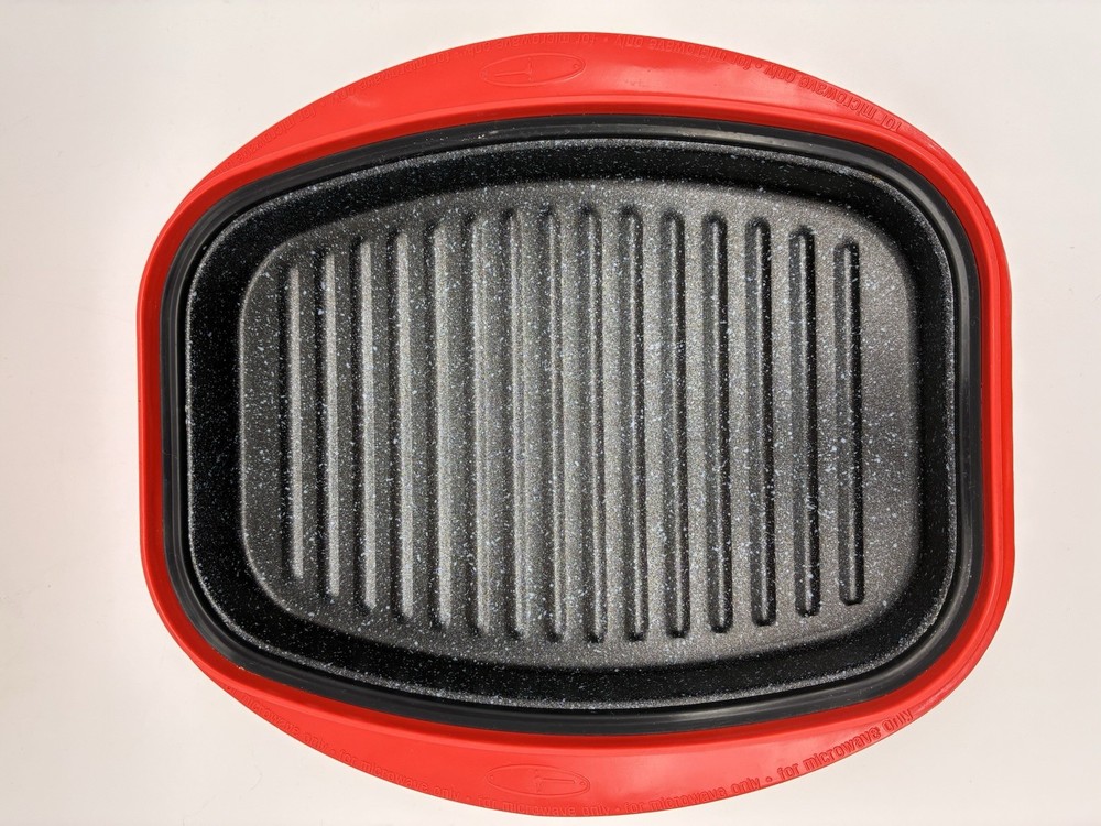 Range Mate Rectangular Nonstick Microwave Grill Pan Red With Recipe Booklet