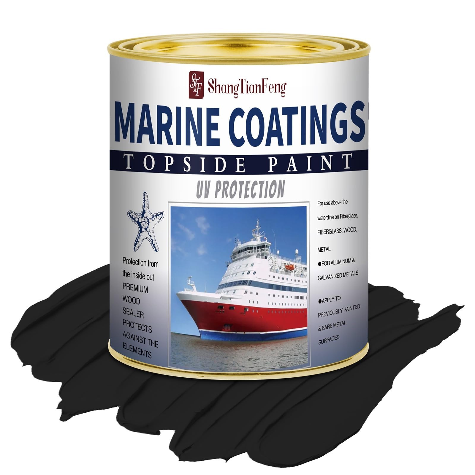 Marine Boat Paint 32oz Brilliant Black - Deck & Aluminum Boat Bottom Paint