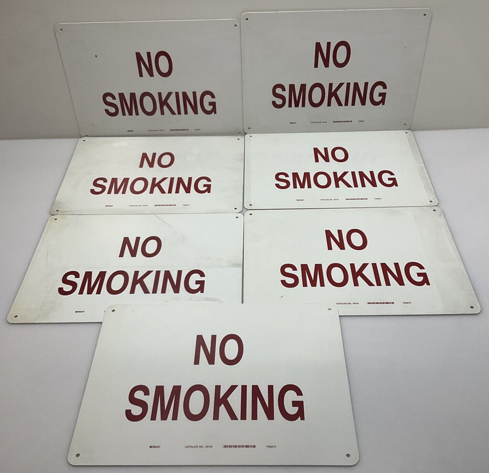 7 Pack Brady 25118 NO SMOKING Sign 10” Height 14” Width Plastic