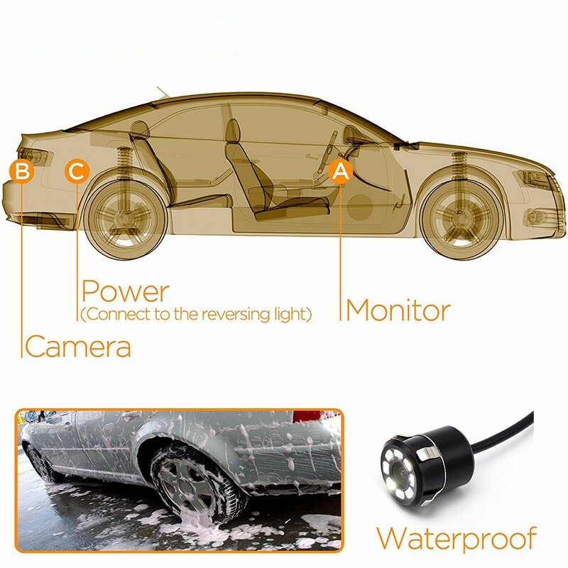 Car Rear View Camera Reverse Backup Parking Camera 8 LED Night Use Waterproof
