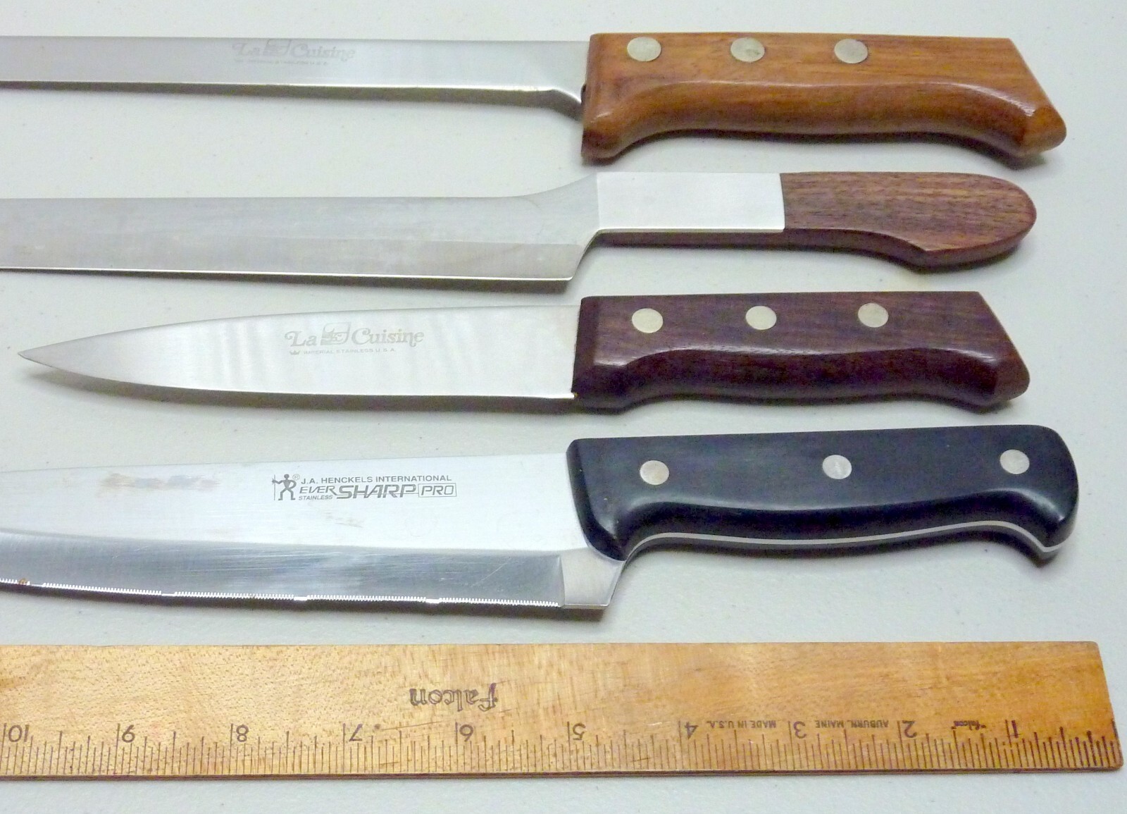 JA Henckels Pro, Cuisine, Wood Handles Japan Vtg. 4 High Quality Knives