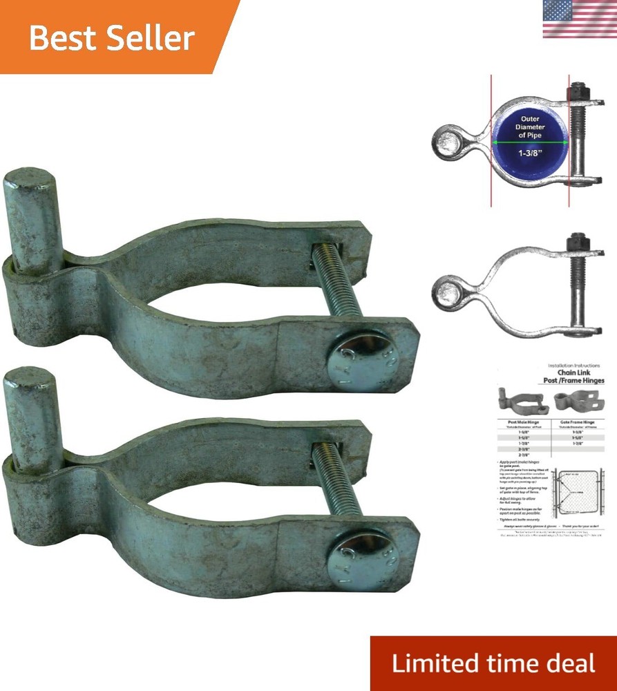 1-3/8" Chain Link Fence Gate Post Hinge - Galvanized for Lasting Strength