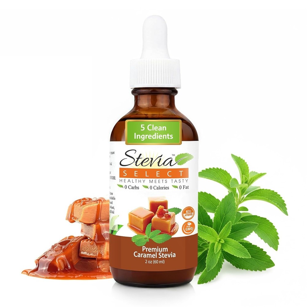 Caramel Flavored Liquid Stevia – Zero Calorie Coffee, Tea, Drink & Baking Swe...
