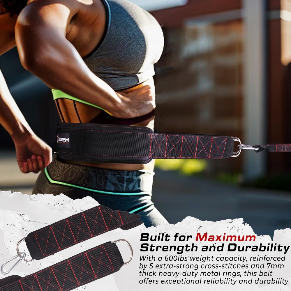 Sled Pulling Belt with Adjustable Closure, 2 Sled Pulling Straps & 4 Hooks – ...
