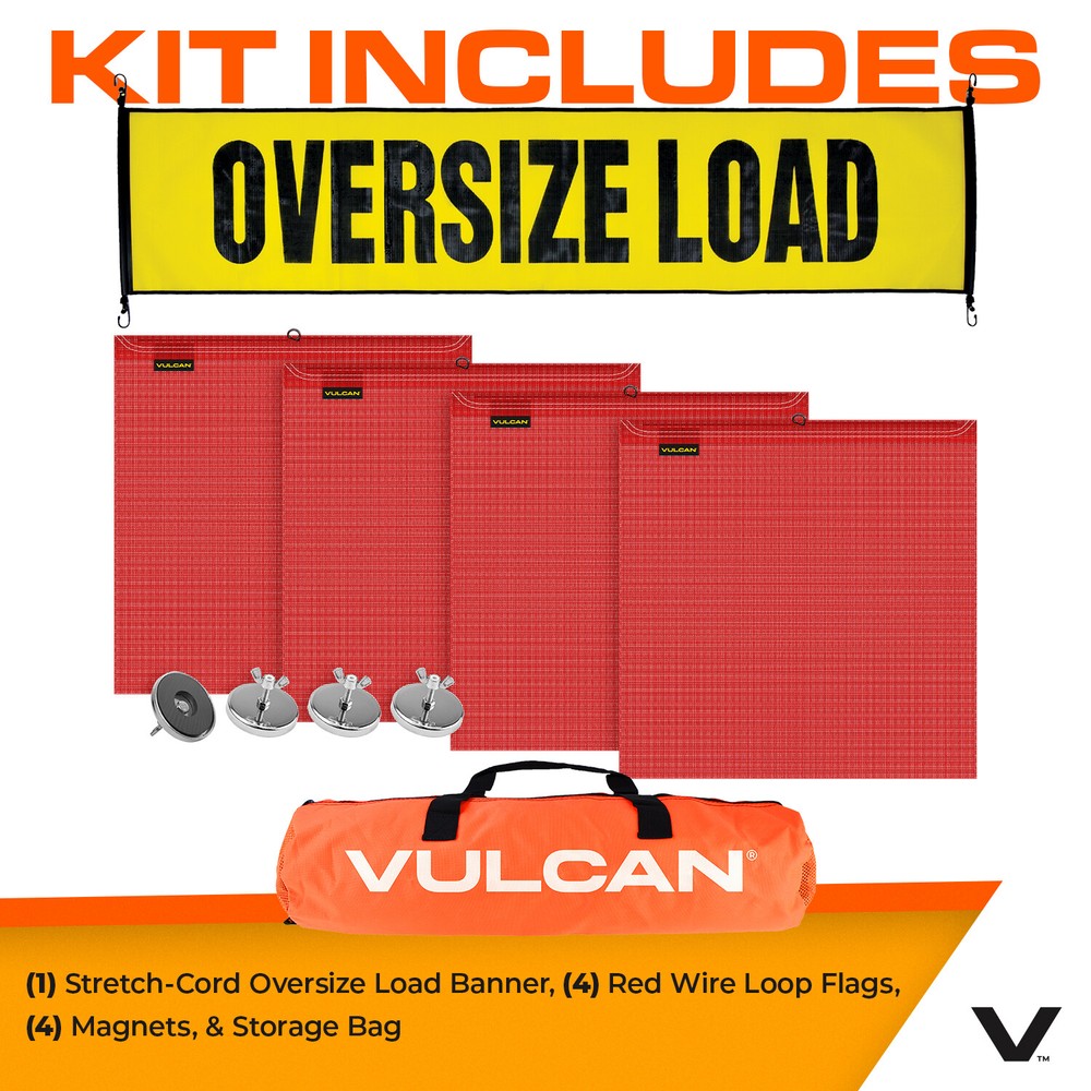 VULCAN Basic Oversize Load Stretch Cord Banner, Flags & Magnets Kit