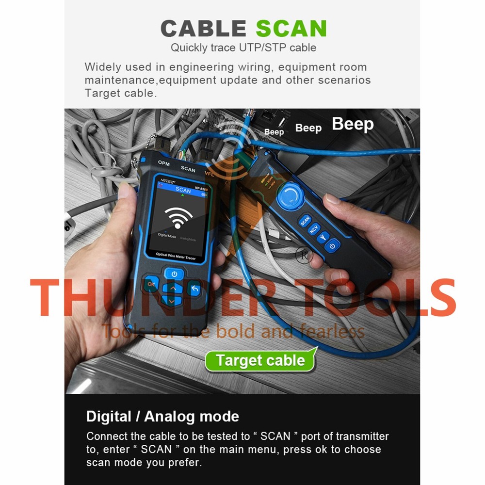 Thunder Tools NOYAFA Optical Network Cable Meter Tracer with LCD Display