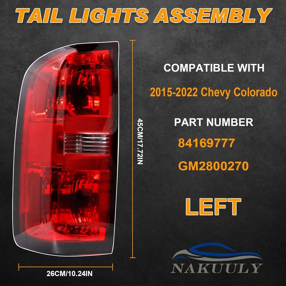 Tail Light Assembly Compatible With 2015-2022 Chevy Colorado Left Driver Side
