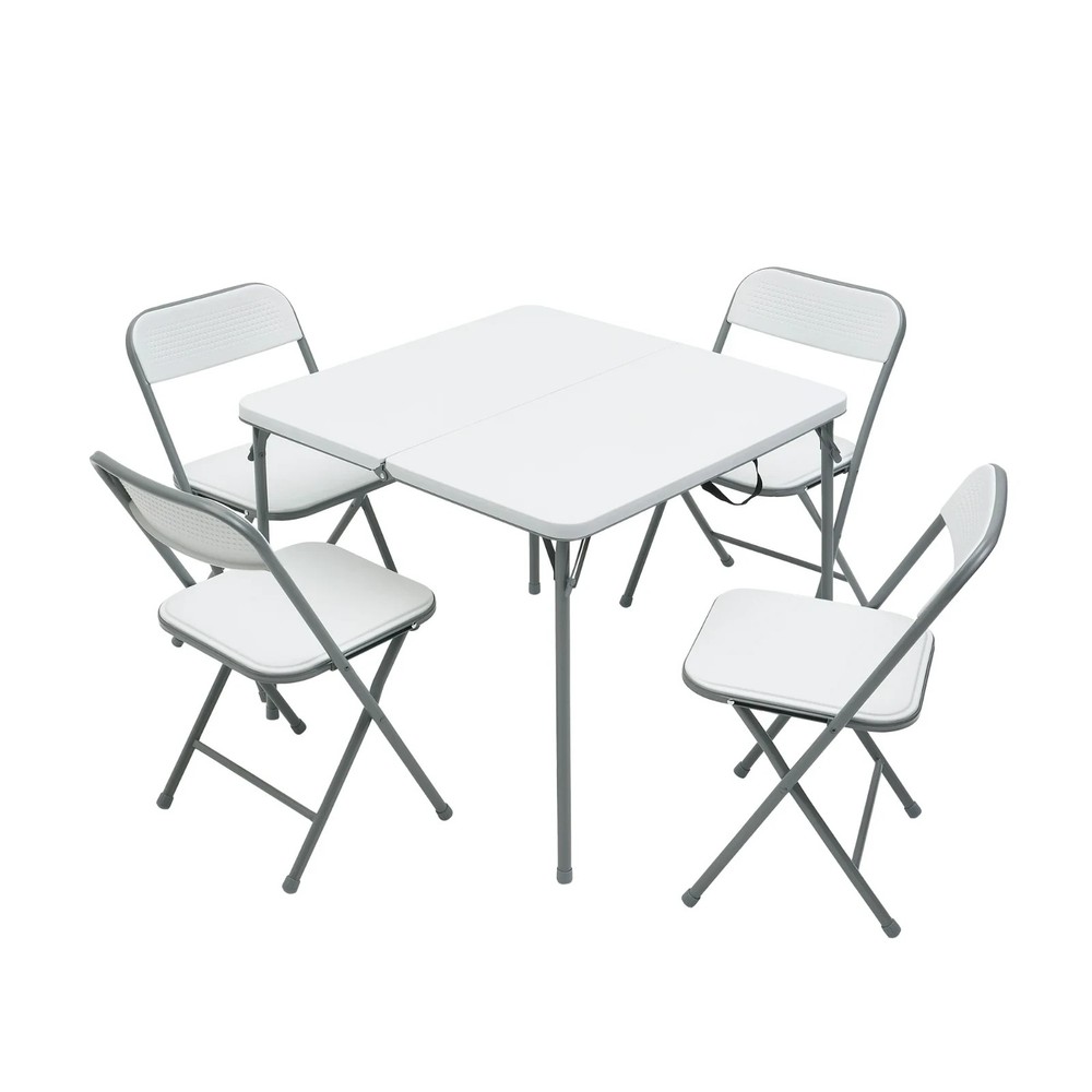 Mainstays 5-Piece Folding Table and Four Folding Chairs Set, White