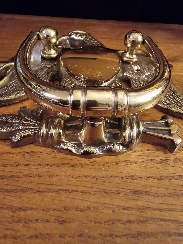 Gorgeous Heavy Brass Gold Color Eagle Shield Door Knocker
