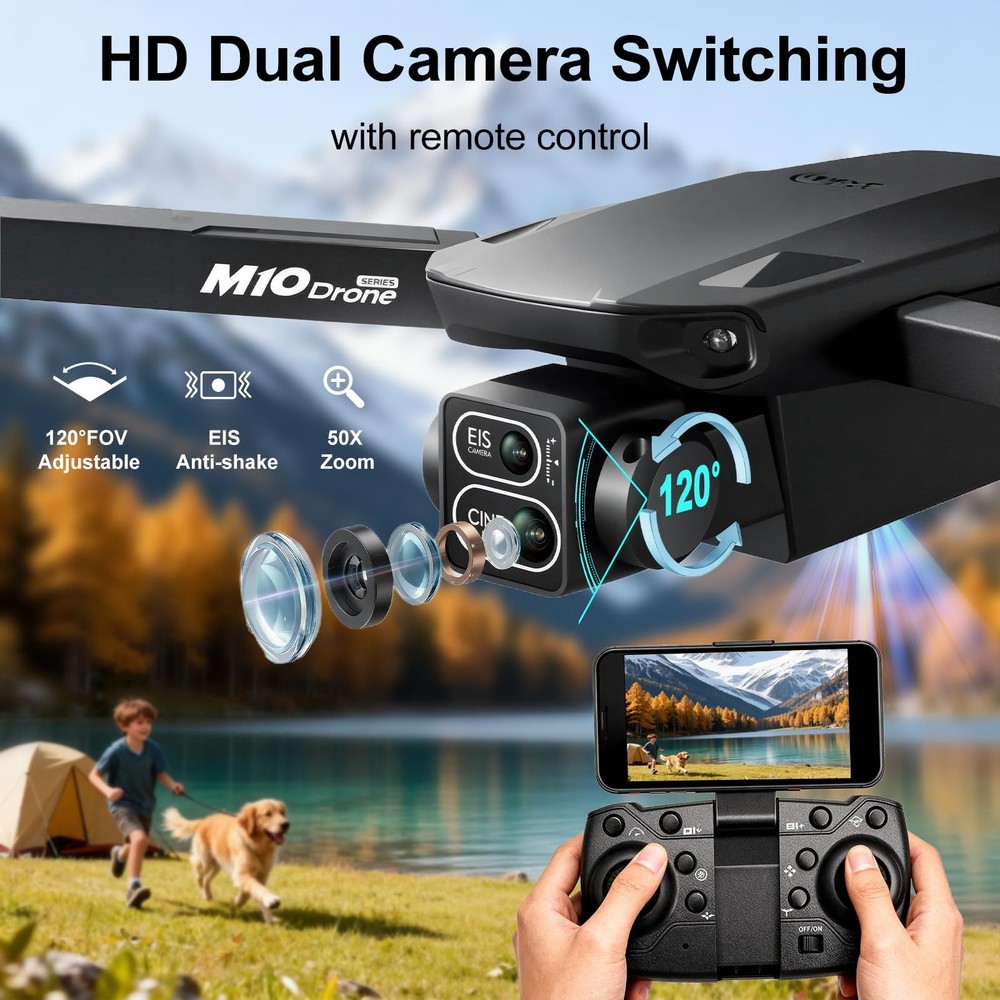 Drones with Camera for Adults,Foldable Drone for Beginners with 3 Batteries 3...