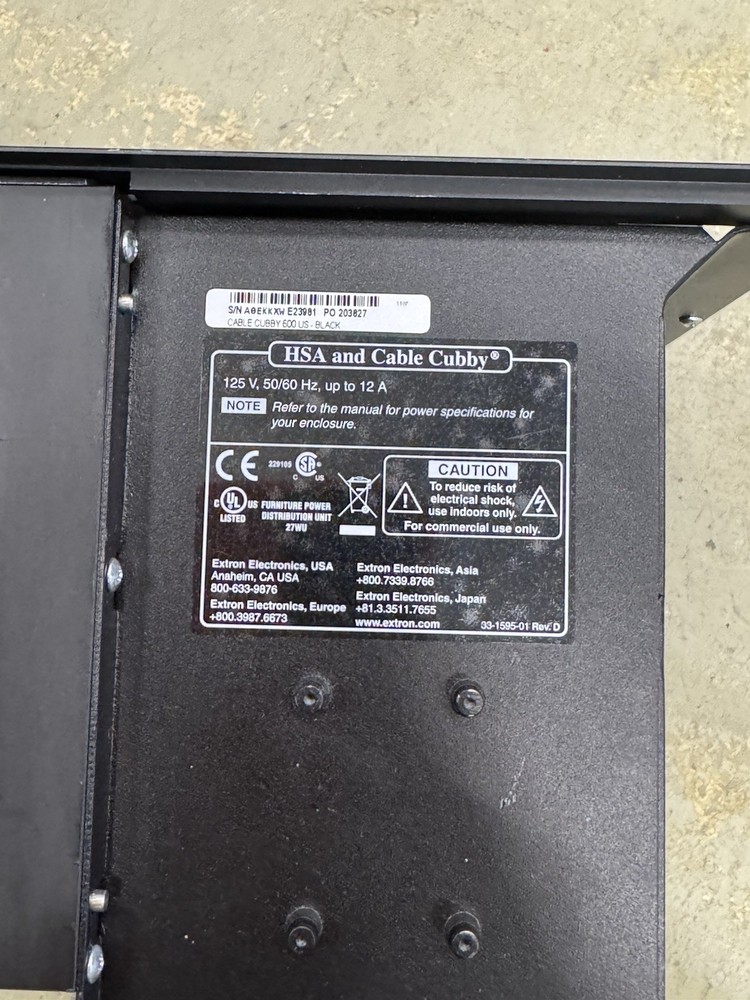 Extron Cable Cubby 1200/1400 Retractor Bracket 995589-2 A DS