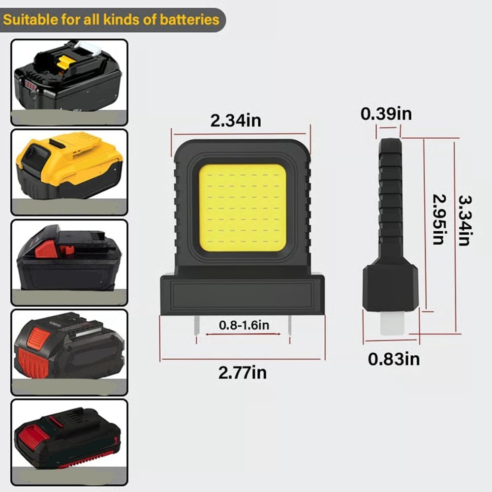 2 PACK Universal LED Work Lights High Brightness Floodlight for Lithium Battery