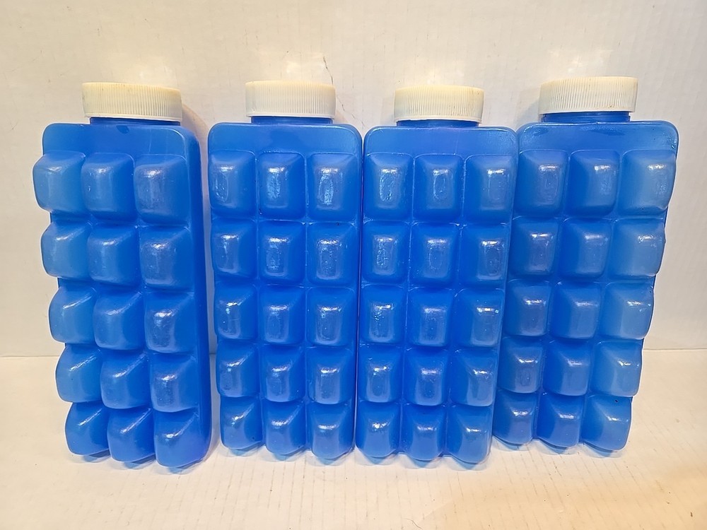 4 Pack Vintage Blue Ice Cube Trays Tray With Lid Closeable Cooler Stackable