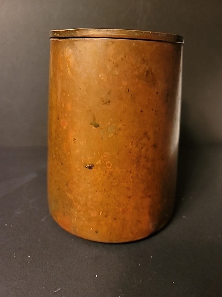 Antique Primitive 7" Tall Solid Copper Pitcher Sturdy Copper Handle Heavy
