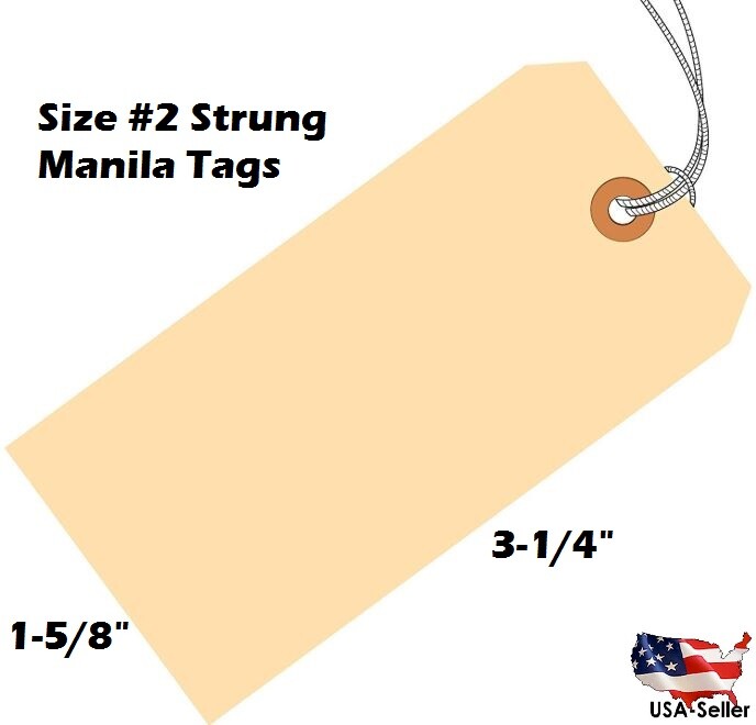 Manila Tags With String Hang Shipping Label Scrapbook Strung Sizes 1 2 3 4 5 6
