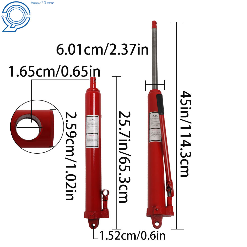New 3 Ton Long Manual Hydraulic Ram Jack Single Pump Engine Lift Cherry Picker