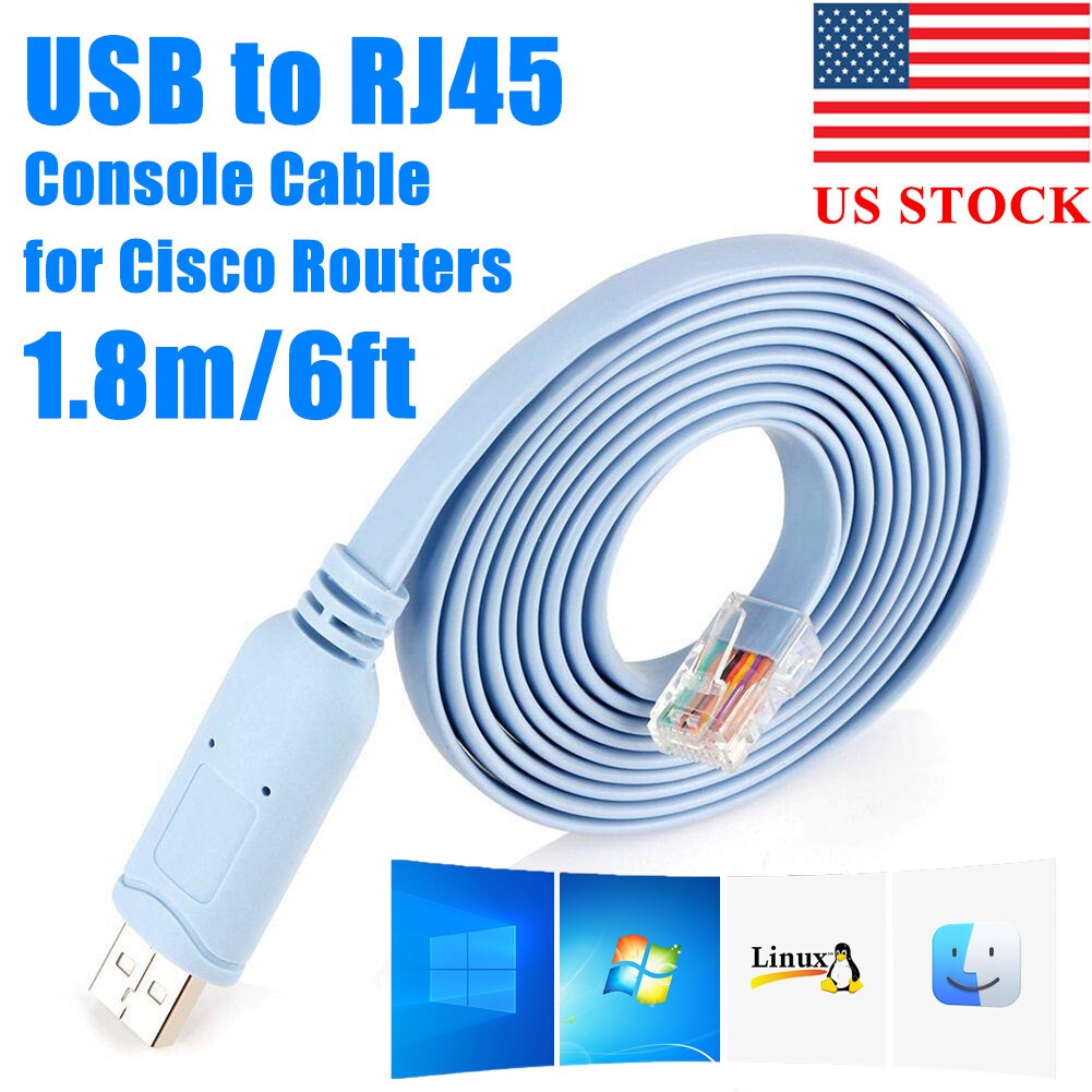 USB to RJ45 Console Cable FTDI FT232RL Chip for Cisco Router Switch Serial Adapt
